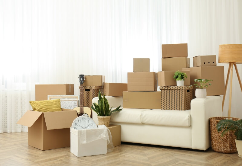 Boxes packed for storage moving services in Houston, Texas